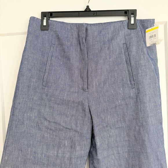 Veronica Beard Jude Linen Wide Leg Pants Blue Melange Size 10 New - Picture 7 of 9